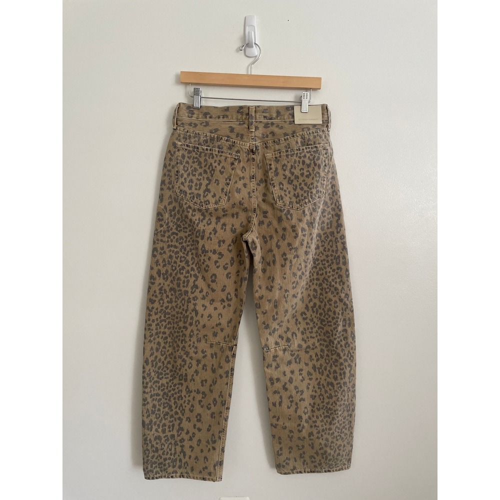 NEW Citizens of Humanity Barrel Darted Horseshoe Jeans Sz 27 Tan Leopard Safari - Picture 3 of 12